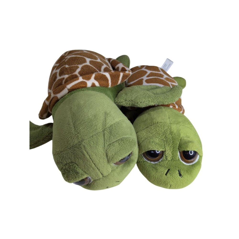 Cute Plush Sea Turtle Pair Soft Green Bodies Adorable Big Eyes The Petting Zoo 1